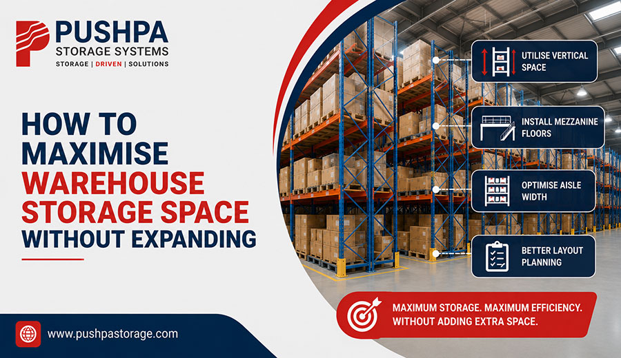 Warehouse storage space optimisation with industrial racks