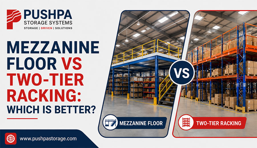 Industrial mezzanine floor system used to create additional warehouse storage levels